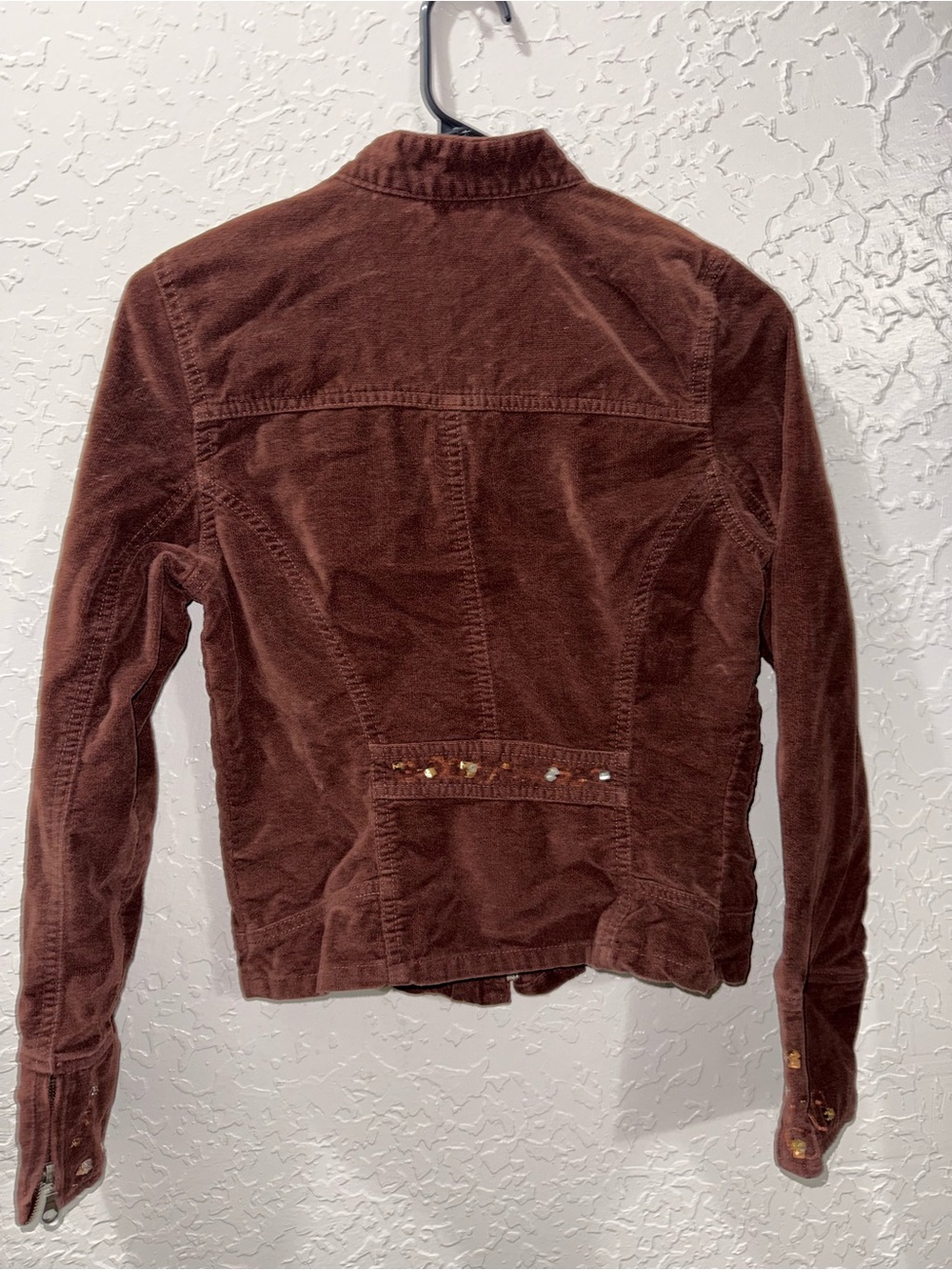 BCI Clothing Brown Corduroy Embroidered Rhinestone Zip Jacket Size M - Picture 2 of 4